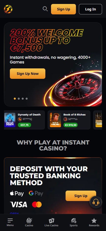 Instant Casino mobile home
