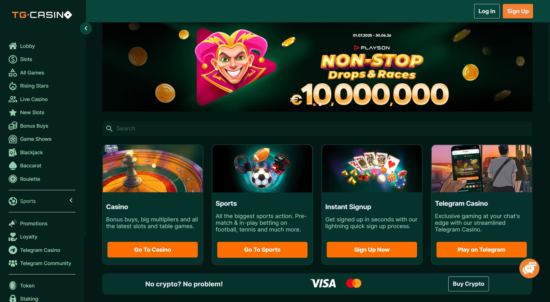 7. TG.Casino- Evenwichtige Bitcoin Casino aanbieding